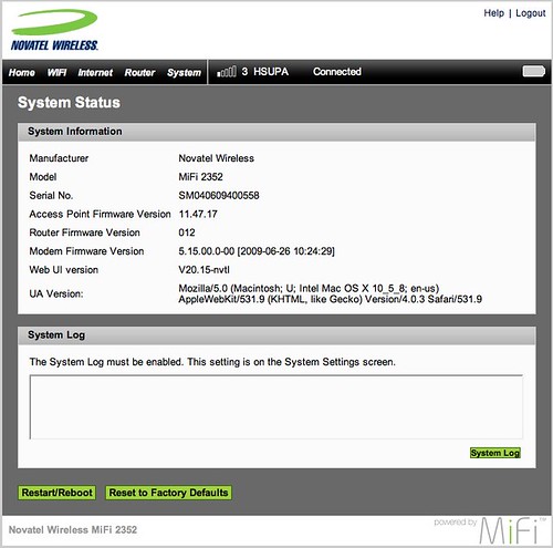 MiFi - System Status