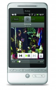 An HTC Hero and some Spotify... Nice.